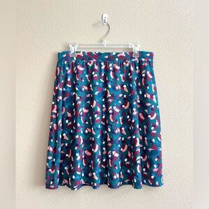 Leota Teal Printed Mini Skirt